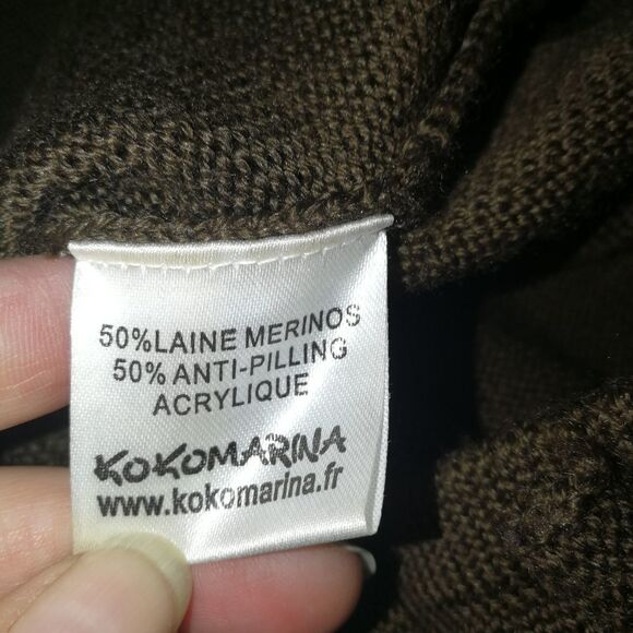 𝅺KOKOMARINA Winter Chocolate Brown Merino Wool Lagenlook Oversized Knit Small - Picture 13 of 14
